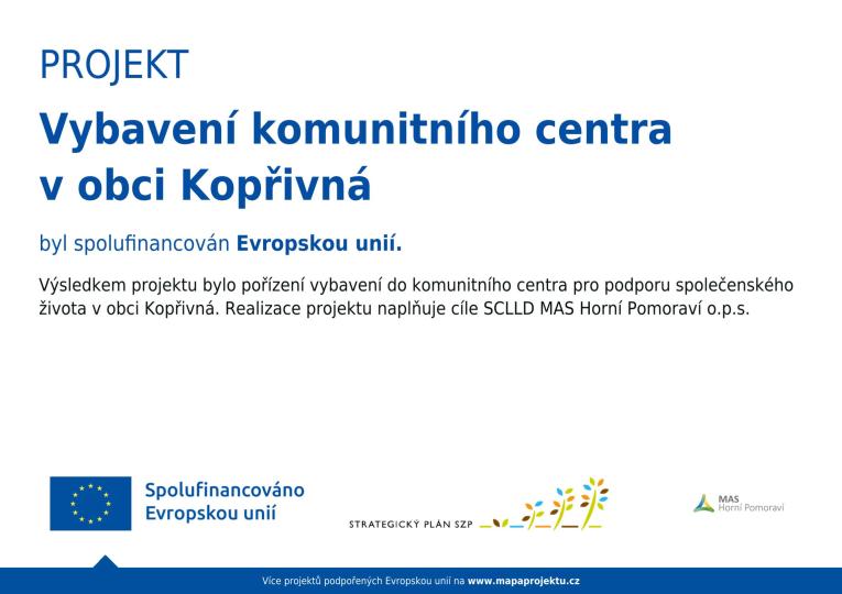 Projekt vybavení KC Kopřivná